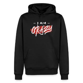I AM CRAZY - Men’s Premium Organic Hoodie - black - Front - Nico (187cm)