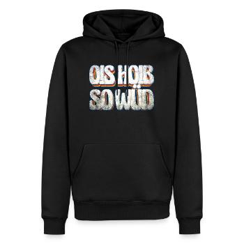 Ois hoib so wüd - Männer Premium Bio Hoodie - Schwarz - Vorne - Nico (187cm)