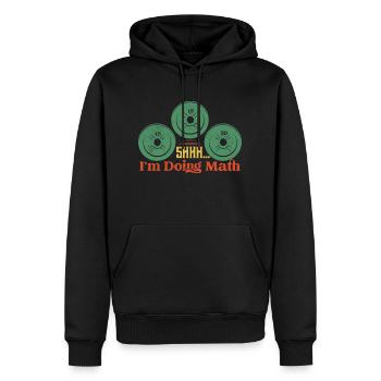 Chut, je fais des maths, de l’entraînement, de l’entraînement, de l’haltérophilie, de l’haltérophilie - Sweat à capuche Premium bio Homme - noir - Devant - Nico (187cm)