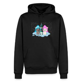 Lean & Loo Winterwunderland - Männer Premium Bio Hoodie - Schwarz - Vorne - Nico (187cm)