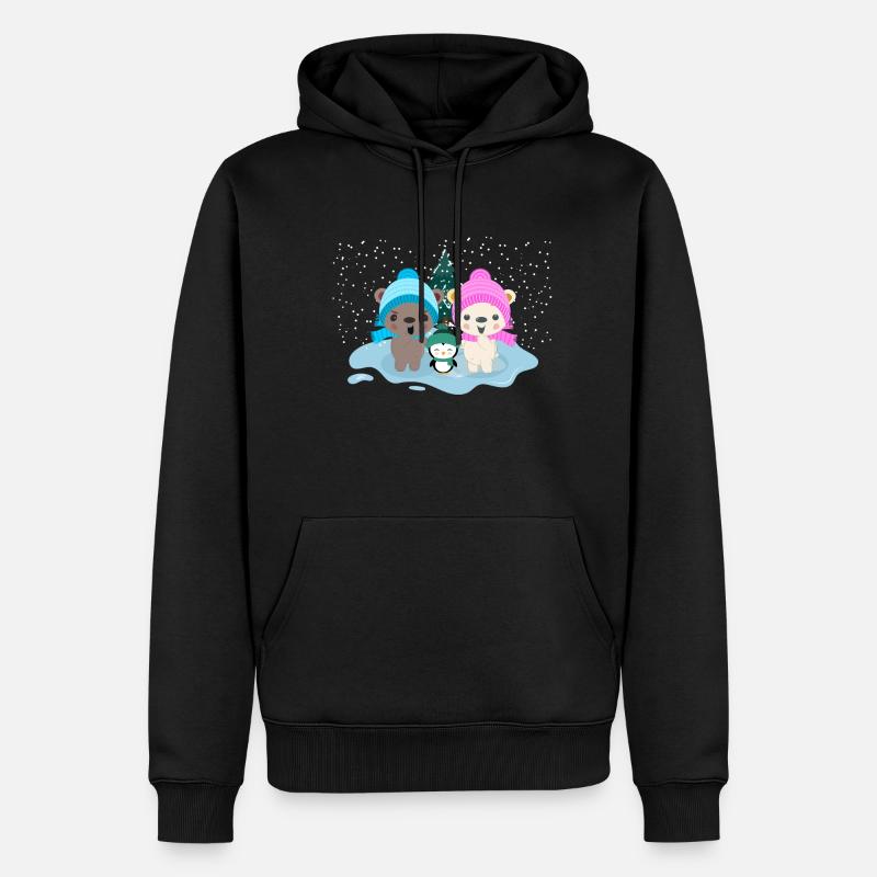Lean & Loo Winterwunderland - Männer Premium Bio Hoodie - Schwarz