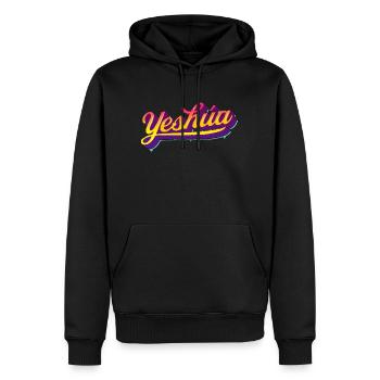Yeshúa - Urbaner Schriftstil - Männer Premium Bio Hoodie - Schwarz - Vorne - Nico (187cm)