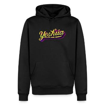 Yeshúa - Urbaner Schriftstil - Männer Premium Bio Hoodie - Schwarz - Vorne - Nico (187cm)