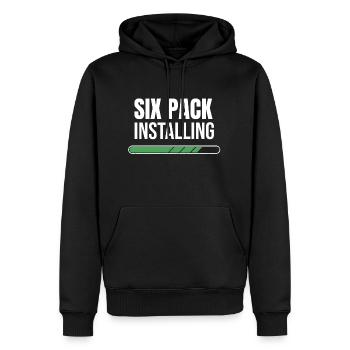 Six Pack Installing - Loading Bar - Muskeln - Männer Premium Bio Hoodie - Schwarz - Vorne - Nico (187cm)