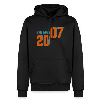 Vintage rétro 2007 - Sweat à capuche Premium bio Homme - noir - Devant - Nico (187cm)