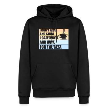 I Don't Rise And Shine I Caffeinate And Hope Witz - Männer Premium Bio Hoodie - Schwarz - Vorne - Nico (187cm)