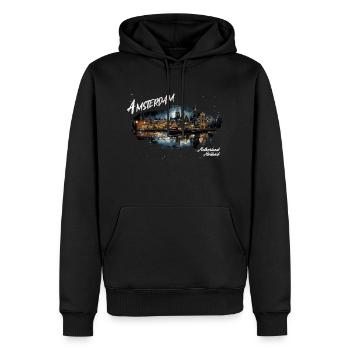 Amsterdam Ville Pays-Bas Pays-Bas - Sweat à capuche Premium bio Homme - noir - Devant - Nico (187cm)