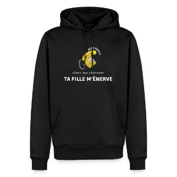 allo papy viens me chercher ta fille m’énerve - Sweat à capuche Premium bio Homme - noir - Devant - Nico (187cm)