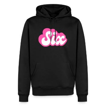 six birthday - 6e anniversaire rétro rose - Sweat à capuche Premium bio Homme - noir - Devant - Nico (187cm)