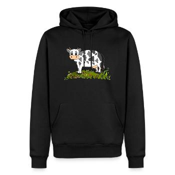 Kuh - Männer Premium Bio Hoodie - Schwarz - Vorne - Nico (187cm)