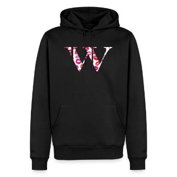 Brief mit Küssen - Männer Premium Bio Hoodie - Schwarz - Vorne - Nico (187cm)