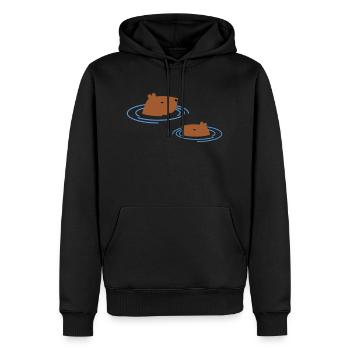 Capybara taking a bath - Men’s Premium Organic Hoodie - black - Front - Nico (187cm)