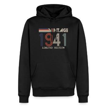 Vintage 1941 Cadeau Anniversaire - Millésime 1941 - Sweat à capuche Premium bio Homme - noir - Devant - Nico (187cm)