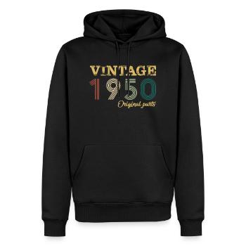 Vintage 1950 Original Parts Year Of Birth Birthday - Men’s Premium Organic Hoodie - black - Front - Nico (187cm)