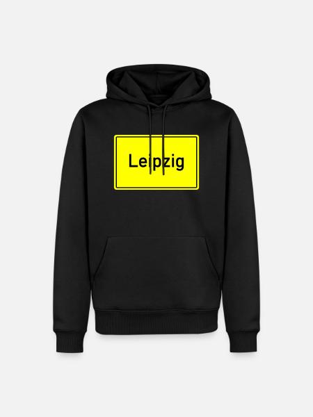 Town sign Leipzig - Men’s Premium Organic Hoodie - black