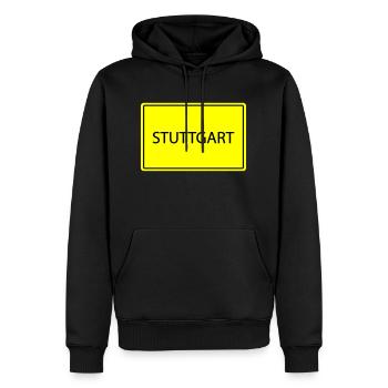 ortsschild stuttgart - Männer Premium Bio Hoodie - Schwarz - Vorne - Nico (187cm)