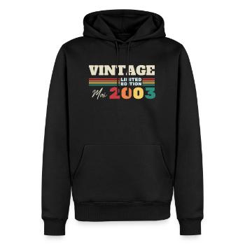Vintage mai 2003 cadeau anniversaire - Sweat à capuche Premium bio Homme - noir - Devant - Nico (187cm)