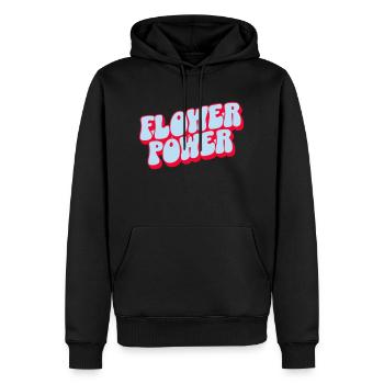 Flower Power - Hippi Time - Sweat à capuche Premium bio Homme - noir - Devant - Nico (187cm)