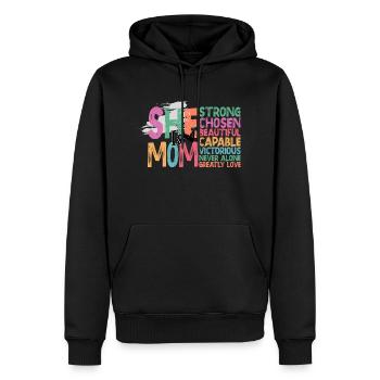 Sie ist Mama - Männer Premium Bio Hoodie - Schwarz - Vorne - Nico (187cm)