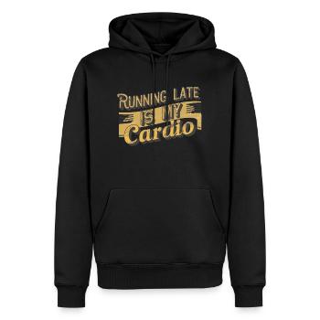 Spätes Cardio - Sport Humor - Männer Premium Bio Hoodie - Schwarz - Vorne - Nico (187cm)