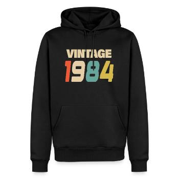 1984 Vintage Retro Classique 1984 - Sweat à capuche Premium bio Homme - noir - Devant - Nico (187cm)
