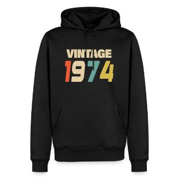 1974 Vintage Retro Classique 1974 - Sweat à capuche Premium bio Homme - noir - Devant - Nico (187cm)