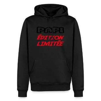 PAPI édition limitée - Sweat à capuche Premium bio Homme - noir - Devant - Nico (187cm)