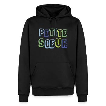 Petite sœur, naissance, grossesse - Sweat à capuche Premium bio Homme - noir - Devant - Nico (187cm)