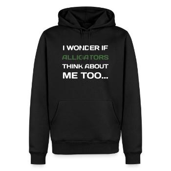 Je me demande si les alligators pensent aussi à moi... - Sweat à capuche Premium bio Homme - noir - Devant - Nico (187cm)