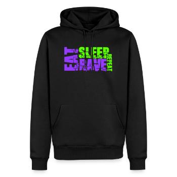 Manger dormir rave répéter nourriture sommeil corbeau disant - Sweat à capuche Premium bio Homme - noir - Devant - Nico (187cm)