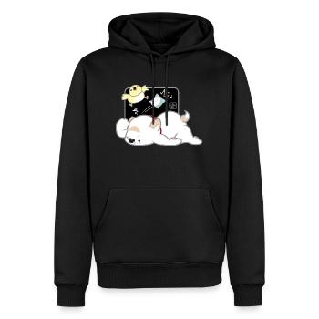 Chien Coréen - Style Japonais 04B - Sweat à capuche Premium bio Homme - noir - Devant - Nico (187cm)