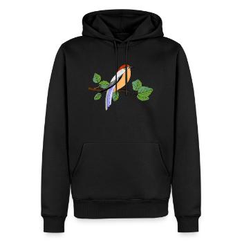 Bunter Vogel - Männer Premium Bio Hoodie - Schwarz - Vorne - Nico (187cm)