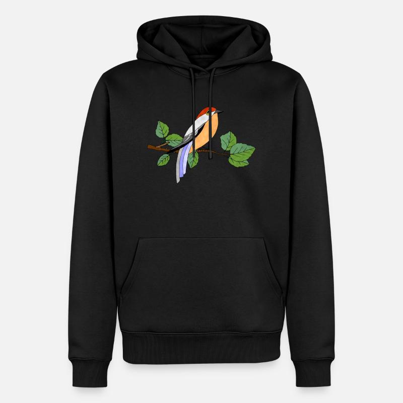 Bunter Vogel - Männer Premium Bio Hoodie - Schwarz