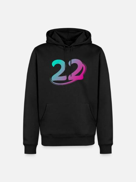 Nummer 22 mehrfarbig - Männer Premium Bio Hoodie - Schwarz