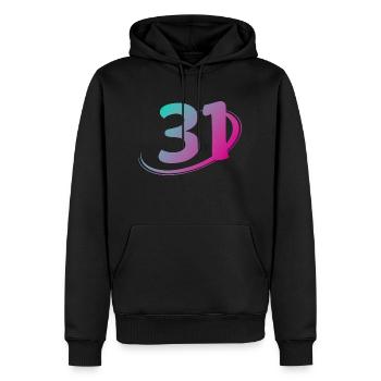 Number 31 multicolor - Men’s Premium Organic Hoodie - black - Front - Nico (187cm)