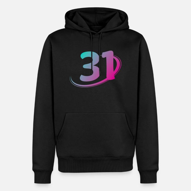 Nummer 31 mehrfarbig - Männer Premium Bio Hoodie - Schwarz