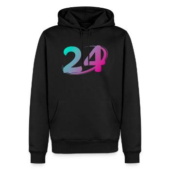 Nummer 24 mehrfarbig - Männer Premium Bio Hoodie - Schwarz - Vorne - Nico (187cm)