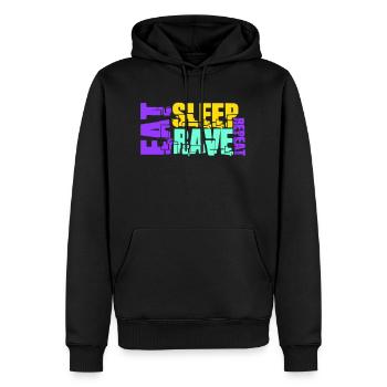 Manger dormir Rave répéter Logo Musique de fête Répéter - Sweat à capuche Premium bio Homme - noir - Devant - Nico (187cm)
