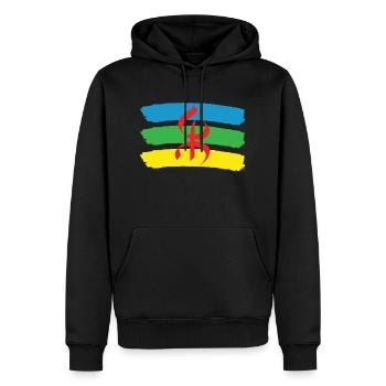 DRAPEAU AMAZIGH BERBERE YIFINAGH - Sweat à capuche Premium bio Homme - noir - Devant - Nico (187cm)