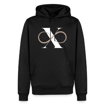 Lettre x infinie - Sweat à capuche Premium bio Homme - noir - Devant - Nico (187cm)