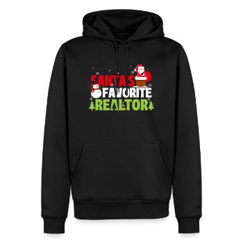 L’agent immobilier préféré du Père Noël - Immobilier de Noël - Sweat à capuche Premium bio Homme - noir - Devant - Nico (187cm)