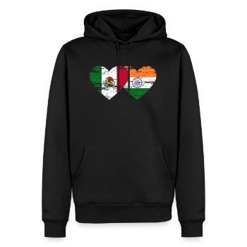 Mexico India Flag Heart Used - Men’s Premium Organic Hoodie - black - Front - Nico (187cm)