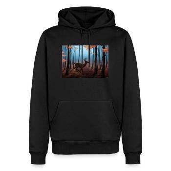 Galoppierende Hirsche in einem herbstlichen Wald - Männer Premium Bio Hoodie - Schwarz - Vorne - Nico (187cm)