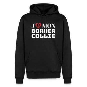 J aime mon border collie chien mignon - Sweat à capuche Premium bio Homme - noir - Devant - Nico (187cm)