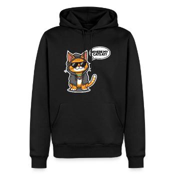 Hip Hop Katze - Où sont mes chats - Coole Katze - Sweat à capuche Premium bio Homme - noir - Devant - Nico (187cm)