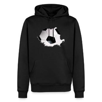La carte de la Roumanie encadre le vrai football - Sweat à capuche Premium bio Homme - noir - Devant - Nico (187cm)