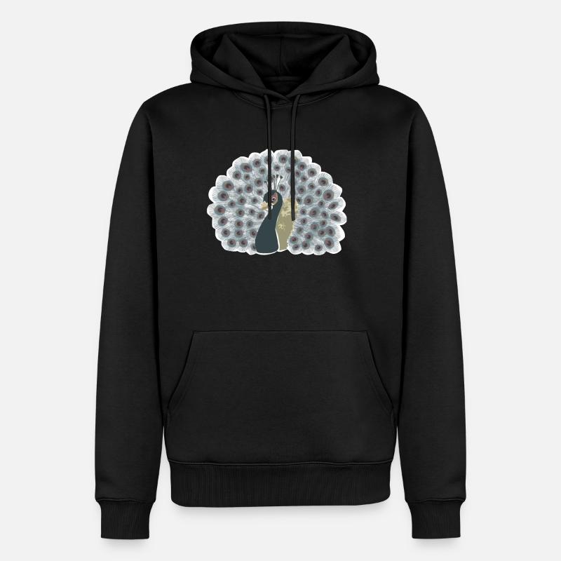 Pfau mit Rad - Männer Premium Bio Hoodie - Schwarz