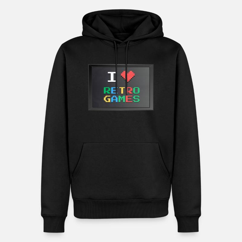 Retrogaming - J'aime le retrogaming - Sweat à capuche Premium bio Homme - noir