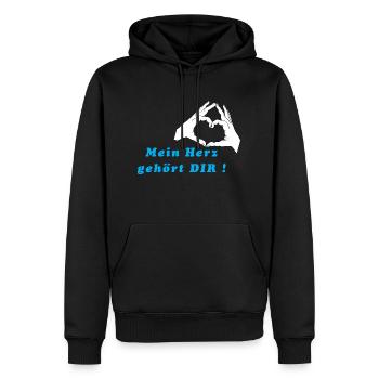 Hände formen ein Herz. Mein Herz gehört DIR ! - Männer Premium Bio Hoodie - Schwarz - Vorne - Nico (187cm)
