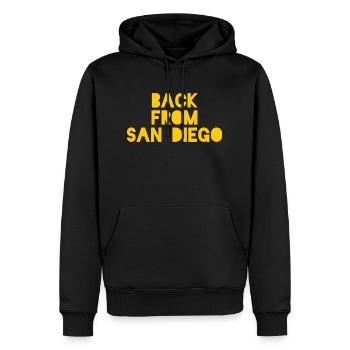 De retour de San Diego - Sweat à capuche Premium bio Homme - noir - Devant - Nico (187cm)